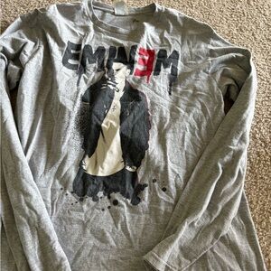 Gray Eminem Graphic Long-Sleeve Tee